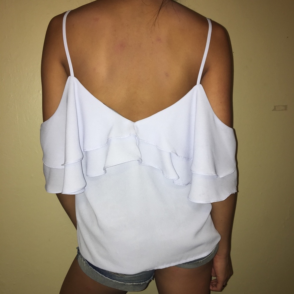Light Blue Ruffled Off-The-Shoulder Top - Picture 5 of 5